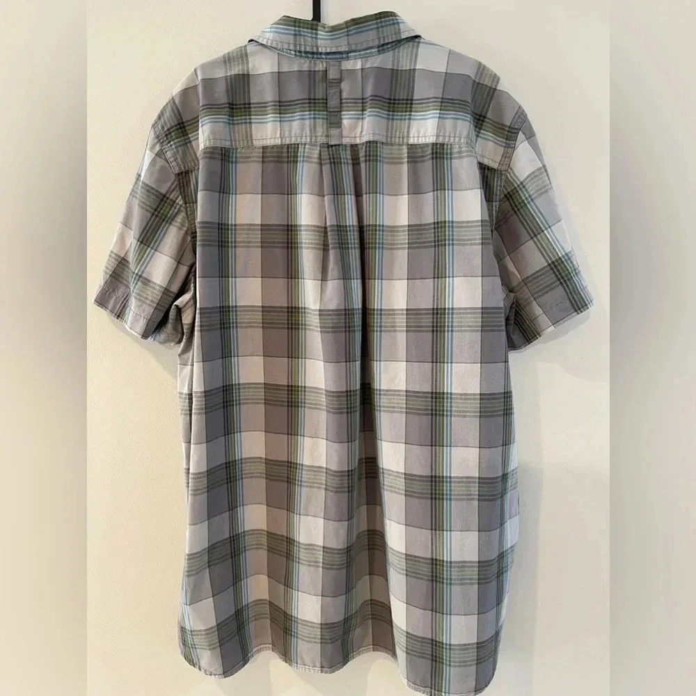 🌼 clearance The North Face XXL Gray Green‎ Plaid Short Sleeve Button Up Shirt